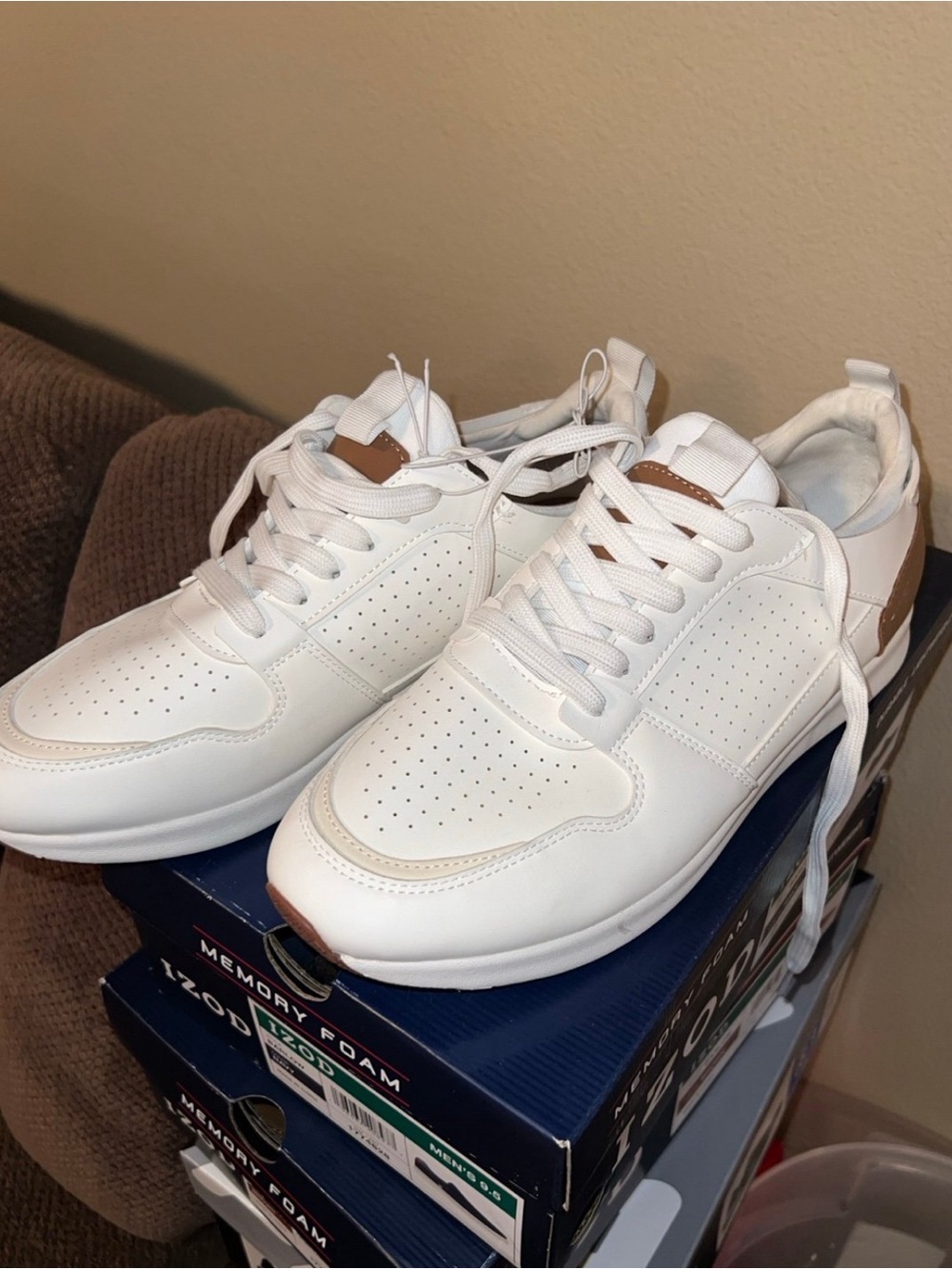 Steve Madden White Sneakers with Tan Accents